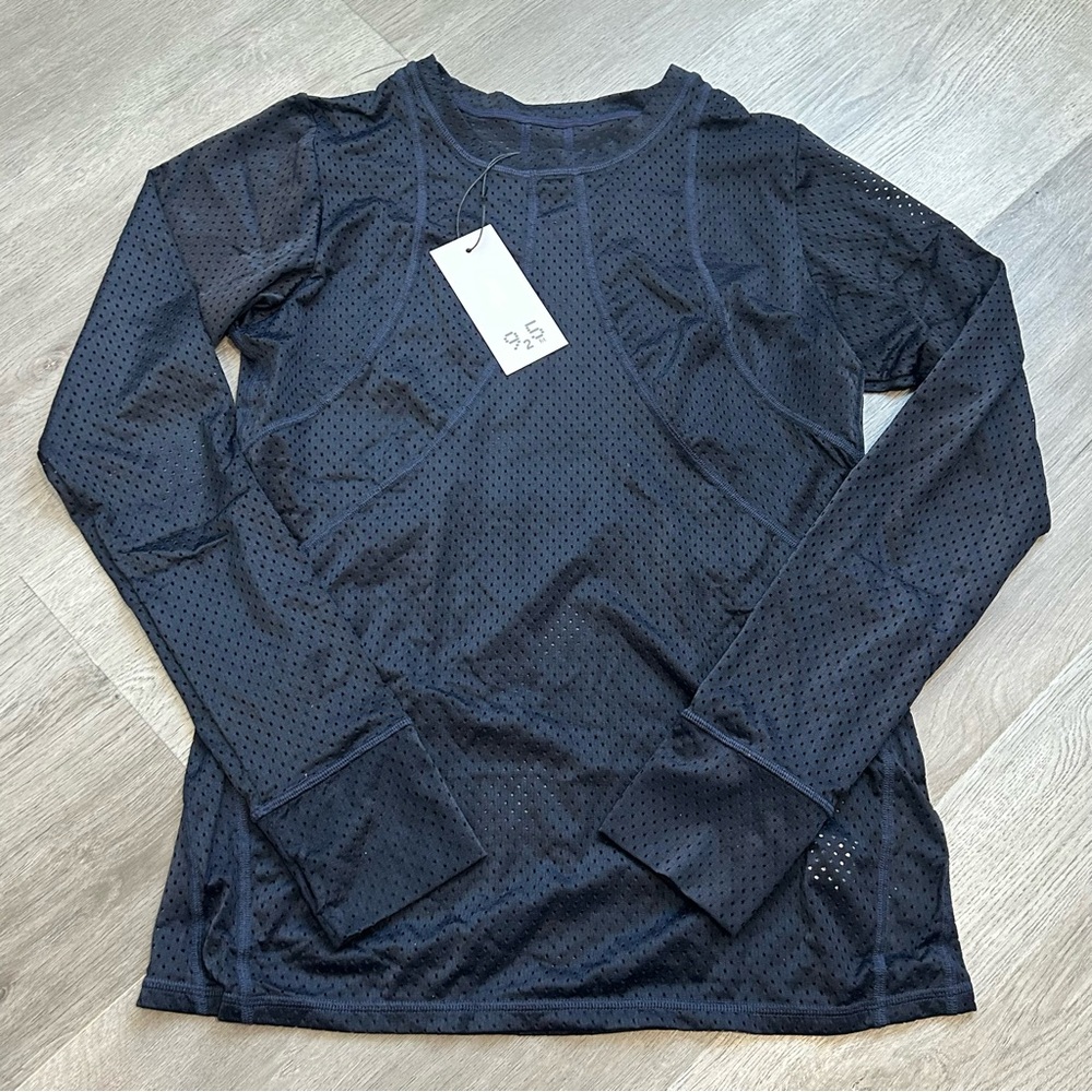 925fit Track‎ Me Down navy blue Mesh Top women’s long sleeve size large athletic